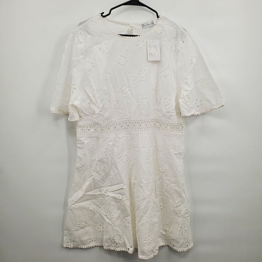 New York & Co Lace Cut Out Mini Dress Women Size Plus XXL NWT Short Sleeve Boho